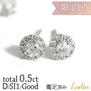 限定1点 新商品 ダイヤモンド ピアス 計0.5ct Dカラー SI1 Good プラチナ ソーティング Pt900 取り巻き 天然ダイヤ 0.5カラット スタ...
