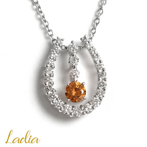 乐天商城 - ダイヤモンド ネックレス ファンシー ディープ イエロー オレンジ ダイヤ 0.229ct 中央宝石研究所 鑑定書 CGL PT900 PT850 Fancy Deep Yellowish Orange I1 馬蹄 スライドアジャスター 3way 25410 記念日