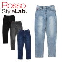 レディースバイクパンツROSSO STYLELAB(ロッソスタイルラボ)5Pストレッチスキニーパンツ ROP70女性用 デニム ズボン S〜LL+ オールシーズ...