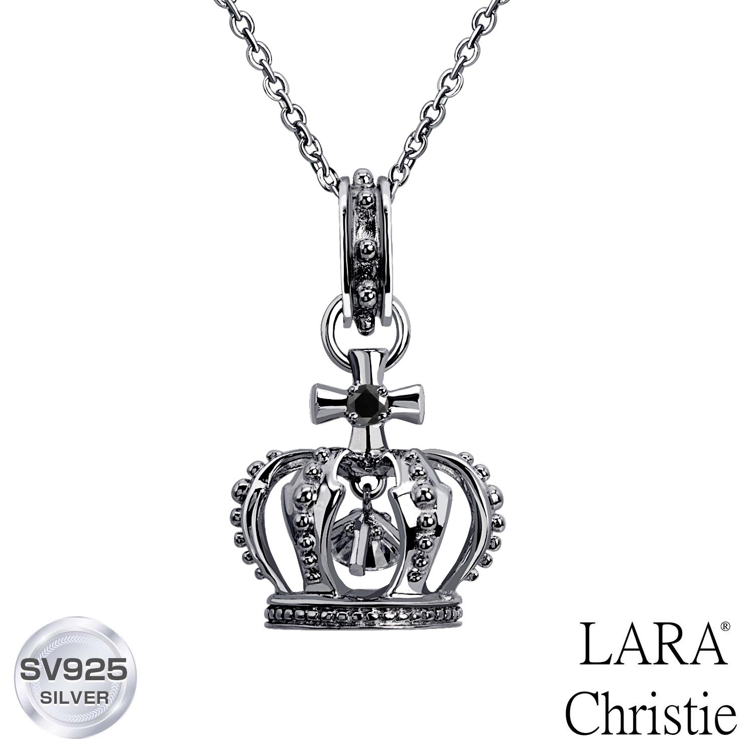 ララクリスティー ララクリスティー ネックレス メンズ アントワープ クラウン ペンダント[ BLACK Label ] シルバー ネックレス メンズ LARA Christie