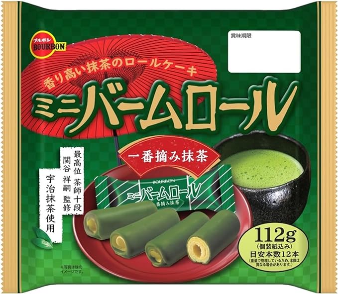 【大特価！！数量限定！賞味期限2024年8月4日】 ブルボン　ミニバームロール一番摘み抹茶112g×12のサムネイル