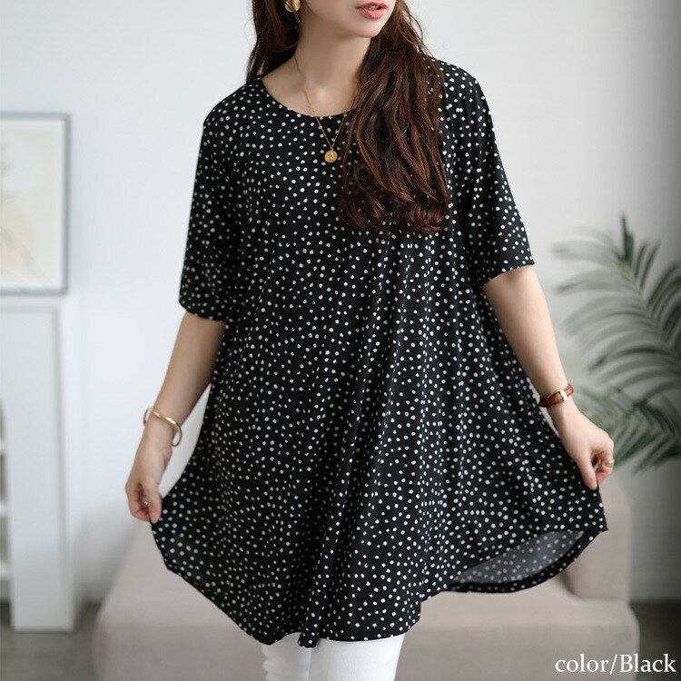 ［新品］メタリックドットチュニック GOLDJAPAN 大きいサイズ レディース チュニック ロング Vネック