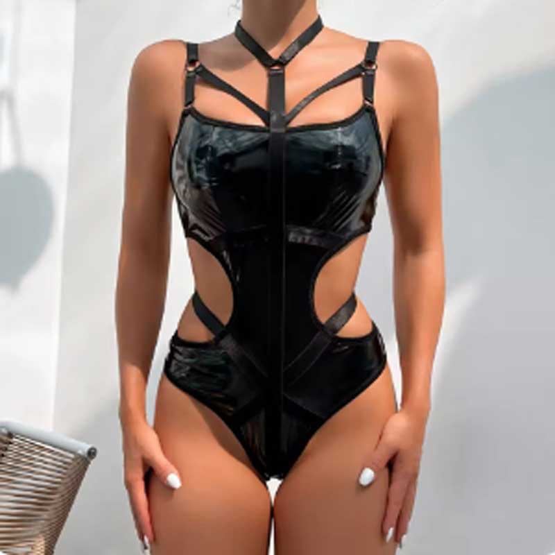 送料無料2〜3日後到着 ボンテージ コスチューム レデース セクシー衣装 ソフトエナメル 楽器演奏 ステージ衣装 セクシーなデザイン 見せる下着 細身 M L ...