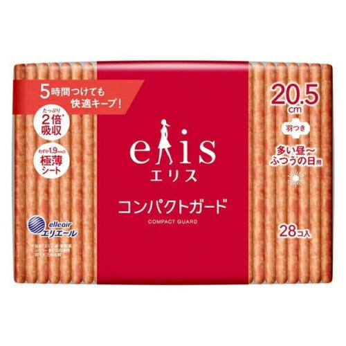 【医薬部外品】エリス　コンパクトガード　多い昼〜ふつうの日用　羽つき　28枚