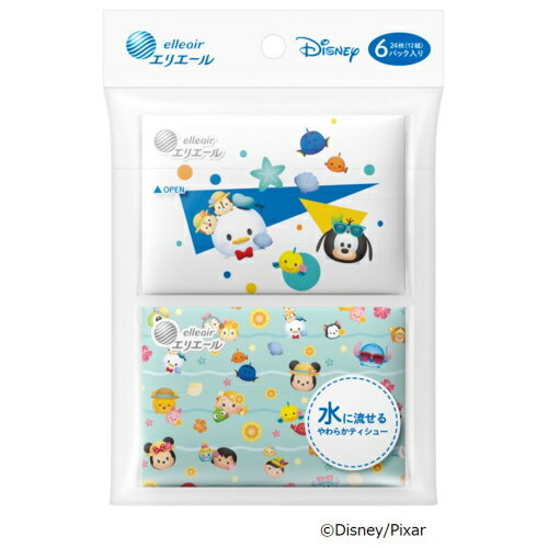エリエール　ディズニー流せるポケットティシュー　キッズ（12組×6個）