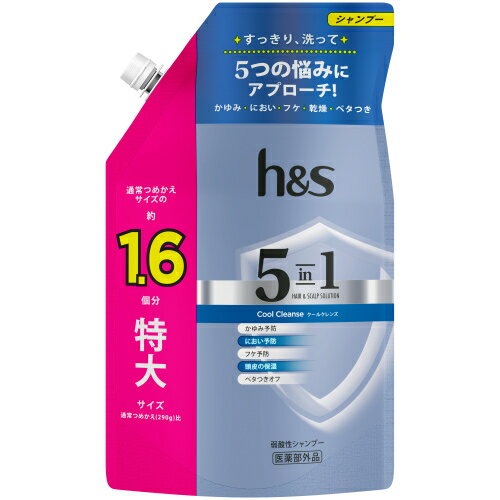 【医薬部外品】h＆s（エイチアンドエス）5in1　クールクレンズ　シャンプー　つめかえ用　特大サイズ　460g