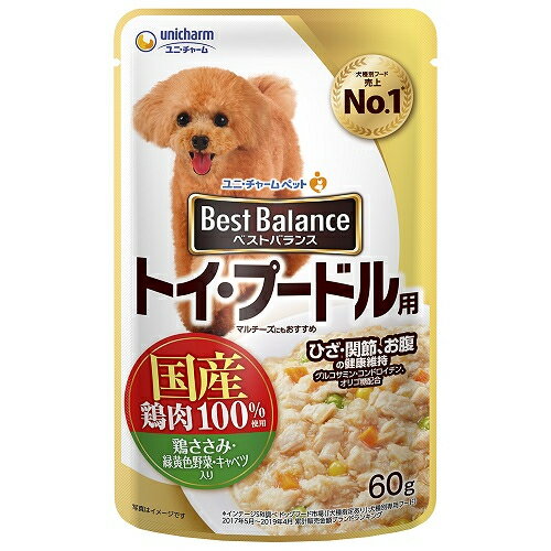 愛犬元気　ベストバランス　トイプードル用　パウチ　鶏ささみ・緑黄色野菜・キャベツ入り　60g