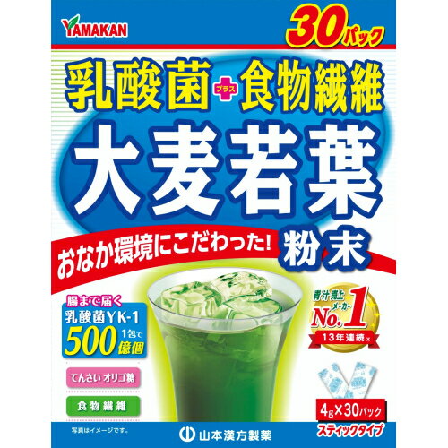 山本漢方　乳酸菌大麦若葉粉末100%　お徳用　（4g×30包）