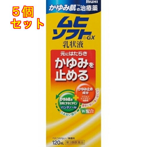 【第3類医薬品】かゆみ肌の治療薬　ムヒソフトGX乳状液　120ml【セルフメディケーション税制対象】×5個