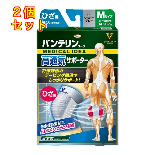 1個3個セット※商品リニューアル等によりパッケージ及び容量は変更となる場合があります。ご了承ください。◆特許技術のテーピング構造でしっかりサポート！◆吸水速乾素材で、ムレにくく、さらっと快適◆テーピング機能付進化形高通気サポーター◆サポーター着用時の不快なムレを抑えるために、一部に薄くて通気性の良いドライメッシュ編みを採用。◆快適性を高めるため肌側には吸水速乾素材を採用。◆テーピング機能を維持しながら、長時間着用してもムレにくくさらっと快適に使用できます。◆U字型のテーピング編みが、ひざのお皿を持ち上げるようにサポートし、左右のブレを抑え、ひざを伸ばす力を助けます。◆スリットニット構造によりひざ頭部は伸びやすく、動きを妨げにくくします。ひざ裏部はムレや屈曲時の不快な食い込みを抑制します。◆適度な締め付けでズレにくい。上下のアンカーが適度な締め付けでサポーターのズレ上がり、ズレ下がりを防ぎ、U字型テーピング機能を安定させます。◆快適ストレッチ繊維、ライクラファイバーを使用しています。ライクラ(LYCRA)はTheLYCRACompanyの商標です。◆肌に直接着用するタイプ 名称 膝用サポーター 内容量 1枚/サイズ：ひざ頭周囲34～37cm 使用方法・用法及び使用上の注意 (1)Vマークの方から脚を通してください。(2)U字型編みが、ひざの皿を下から支えるような位置に合わせ、脚を伸ばした状態で、たるみがないように調整してください。【してはいけないこと】●次の人は使用しないでください。(1)捻挫、骨折、靭帯損傷等で患部に腫れ・強い痛み等の異常がある人。(2)抹消血行障害がある又はあると思われる人。(3)着用部位に、傷・はれもの・湿疹等の異常がある人。(4)慢性皮膚炎や、化繊・ゴム素材によるアレルギー体質の人。●指定の部位以外には使用しないでください。●サイズの合わないものは使用しないでください。●就寝中には使用しないでください。【相談すること】●使用中又は使用後に、次の症状等の異常が生じた場合は直ちに使用を中止し、医師等に相談してください。症状：発疹・発赤、かゆみ、かぶれ、うっ血、異常な痛み、むくみ◆本品記載の使用法・使用上の注意をよくお読みの上ご使用下さい。 成分・分量 ナイロン、ポリウレタン 保管および取扱い上の注意 ●火の近くや高温になる場所に置かないでください。●小児の手の届かない所に保管してください。●着用方法を誤ったり、部分的に強い力が加わると破損するおそれがありますので、注意してください。【洗濯時の注意】●40℃までの水温で、手洗いしてください。●漂白剤使用禁止。●タンブル乾燥禁止。●日陰でつり干ししてください。●アイロンをかける場合は、設定温度110℃未満としてください。●ドライクリーニング禁止。【着用時の注意】●肌に直接着用してください。●ひざ頭部分に爪をたてたり、強く引っ張るなどしないよう取扱いに注意してください。●着用位置がズレると、適正な機能が得られませんので、注意してください。※機能のあらわれ方には個人差があります。●製品によっては白地部分に裏側の紺色が見える場合がありますが、機能には影響ありません。 発売元、製造元、輸入元又は販売元、消費者相談窓口 興和株式会社　東京中央区日本橋本町3-4-14お問合せ先　医薬事業部　お客様相談センター：03-3279-7560 広告文責　株式会社レデイ薬局　089-909-3777薬剤師：池水　信也,,