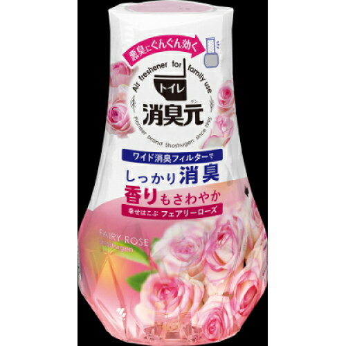 ※商品リニューアル等によりパッケージ及び容量は変更となる場合があります。ご了承ください。デコボコ加工の「ワイド消臭フィルター」が悪臭をキャッチ！イヤなニオイをしっかり消臭します。 ピンクローズを中心に優雅で華やかなひとときを演出した、ロマンチックなフローラルブーケの香り。 シャバシャバで香りリフレッシュ。 消臭フィルターを引き上げ、好きな強さに香り調節。 大容量400mLで効果長持ち。最後の一滴まで残さず効く。 再生樹脂を使用したエコ容器。 名称 消臭・芳香剤 内容量 400mL 成分・分量 ・アミノ酸系消臭剤、香料、界面活性剤(非イオン、陰イオン)、色素 発売元、製造元、輸入元又は販売元、消費者相談窓口 小林製薬株式会社〒541-0045　大阪市中央区道修町4-4-10電話：0120-5884-07（芳香・消臭剤・水洗トイレのお掃除用品） 原産国 日本 商品区分 日用品 広告文責　株式会社レデイ薬局　089-909-3777薬剤師：池水　信也,,