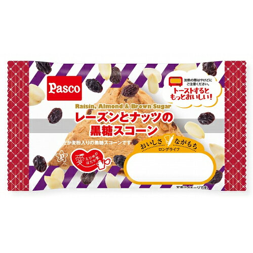 ※商品リニューアル等によりパッケージ及び容量は変更となる場合があります。ご了承ください。愛媛県産はだか麦のはだか麦粉を使用した黒糖スコーン生地に洋酒漬レーズンとアーモンドスライスを加え焼き上げました。はだか麦特有の香ばしさと、ほろっとした食感がポイントです。 名称 菓子パン 内容量 48g 使用方法・用法及び使用上の注意 ・記載の賞味期限は未開封での賞味期限です。・一度開封されますと、記載の賞味期限まで日持ちしません。開封後は、できるだけお早めにお召し上がりください。 保管および取扱い上の注意 ・直射日光、高温多湿を避けて保存してください。 原材料 ・小麦粉（国内製造）、マーガリン、卵、洋酒漬レーズン、アーモンド、三温糖、大麦粉、乳等を主要原料とする食品、グラニュー糖、でんぷん加工品（でんぷん）、黒糖、黒糖蜜、粉末水あめ、食塩／膨脹剤、着色料（カラメル、カロチン）、乳化剤、酢酸Na、香料、酒、（一部に卵・小麦・乳成分・大豆・アーモンドを含む） 賞味期限又は使用期限 ・パッケージに記載 発売元、製造元、輸入元又は販売元、消費者相談窓口 敷島製パン株式会社〒461-8721　名古屋市東区白壁五丁目3製造所：（株）四国シキシマパン　松山工場愛媛県伊予郡砥部町岩谷口110電話：0120-084-835 原産国 日本 商品区分 食料品 広告文責　株式会社レデイ薬局　089-909-3777薬剤師：池水　信也,,