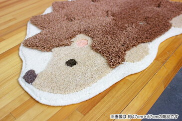 玄関マット 大判マット ヘッジ 手作り室内玄関マット 約75cm×110cm ハリネズミ アクリル100% 滑りにくい加工 手洗い可 手作りのフックマット ベージュ インテリア マット