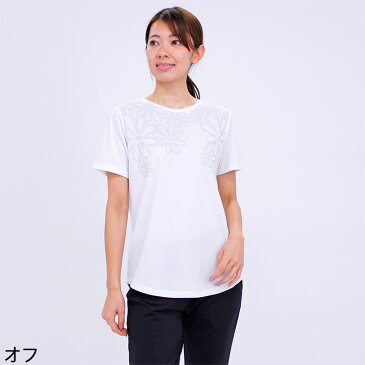 Tシャツ 半袖 VANSPORTS（バンスポーツ） メッシュ花柄プリントTシャツ スポーツウエア レディース 再帰反射 吸汗速乾加工 ロゴプリント M L LL 3L オフ ピンク ライトパープル ネイビー 夏 「201915w」 tシャツ