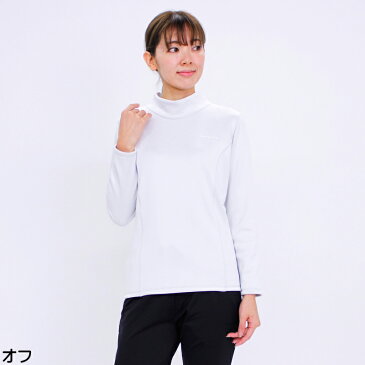 Tシャツ 長袖 VANSPORTS（バンスポーツ） マイクロパウダーフリースハイネックストレッチシャツ スポーツウエア レディース 生地厚め 再帰反射 ロゴプリント M L LL 3L オフ ピンク ネイビー クロ 冬「201945w」 tシャツ