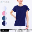 アウトレット！ Tシャツ 半袖 MOTTAINAI（もったいない） 袖刺繍うしろストライプギャザープルオーバー レディース ロゴ刺繍 裾ラウンドカット オーガニックコットンブレンド カットソー M L オフ ピンク ブルー ネイビー 夏 2028w tシャツ