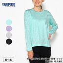 Tシャツ 長袖 VANSPORTS(バンスポーツ)カーブスリットジャガードTシャツ ストレッチ ロゴラメプリント 前後差裾 レディース スポーツウエア 再帰反射...