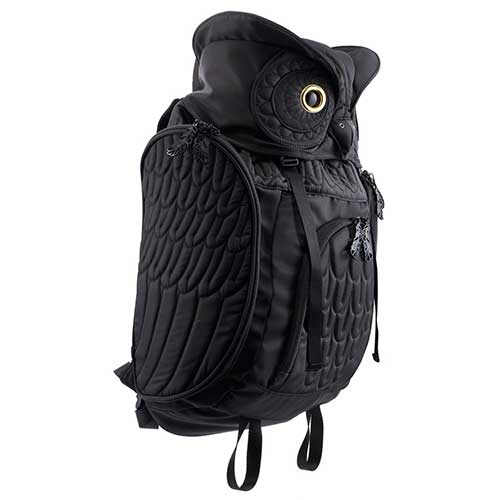 Hug.FACTORY The owls ミミズクバックパックLサイズ OW-111 リュックサック MORN ジッパー付き ショルダーストラップ 撥水加工ナイロン 大人リュック アニマル柄 ナップザック レディースバッグ 入学式 入社式 卒業式 ギフト