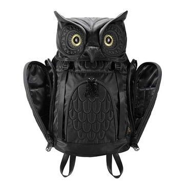 Hug.FACTORY The owls ミミズクバックパックMサイズ OW-112 リュックサック MORN ジッパー付き ショルダーストラップ 撥水加工ナイロン 大人リュック アニマル柄 ナップザック レディースバッグ 入学式 入社式 卒業式 ギフト