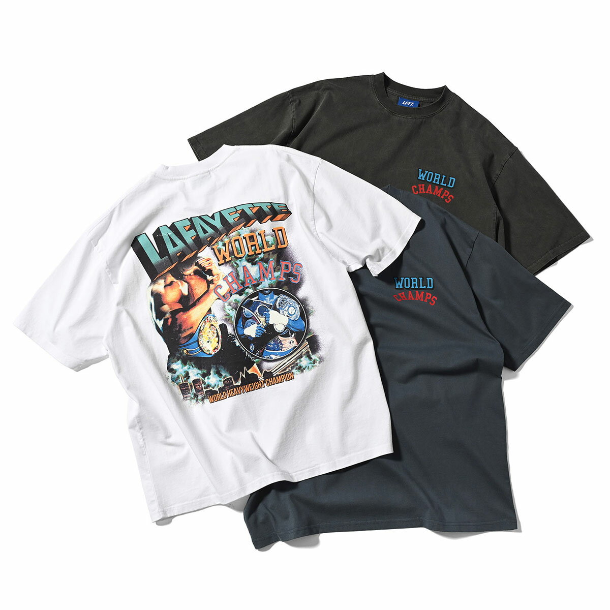 LFYT ラファイエット Tシャツ Lafayette エルエフワイティー ストリート ヒップホップ ラッパー ダンサー アメカジ ミリタリー ワーク カジュアル アウトドア キャンプ スポーツ ブランド WORLD CHAMPS TEE TYPE-8 - VINTAGE EDITION LS240107