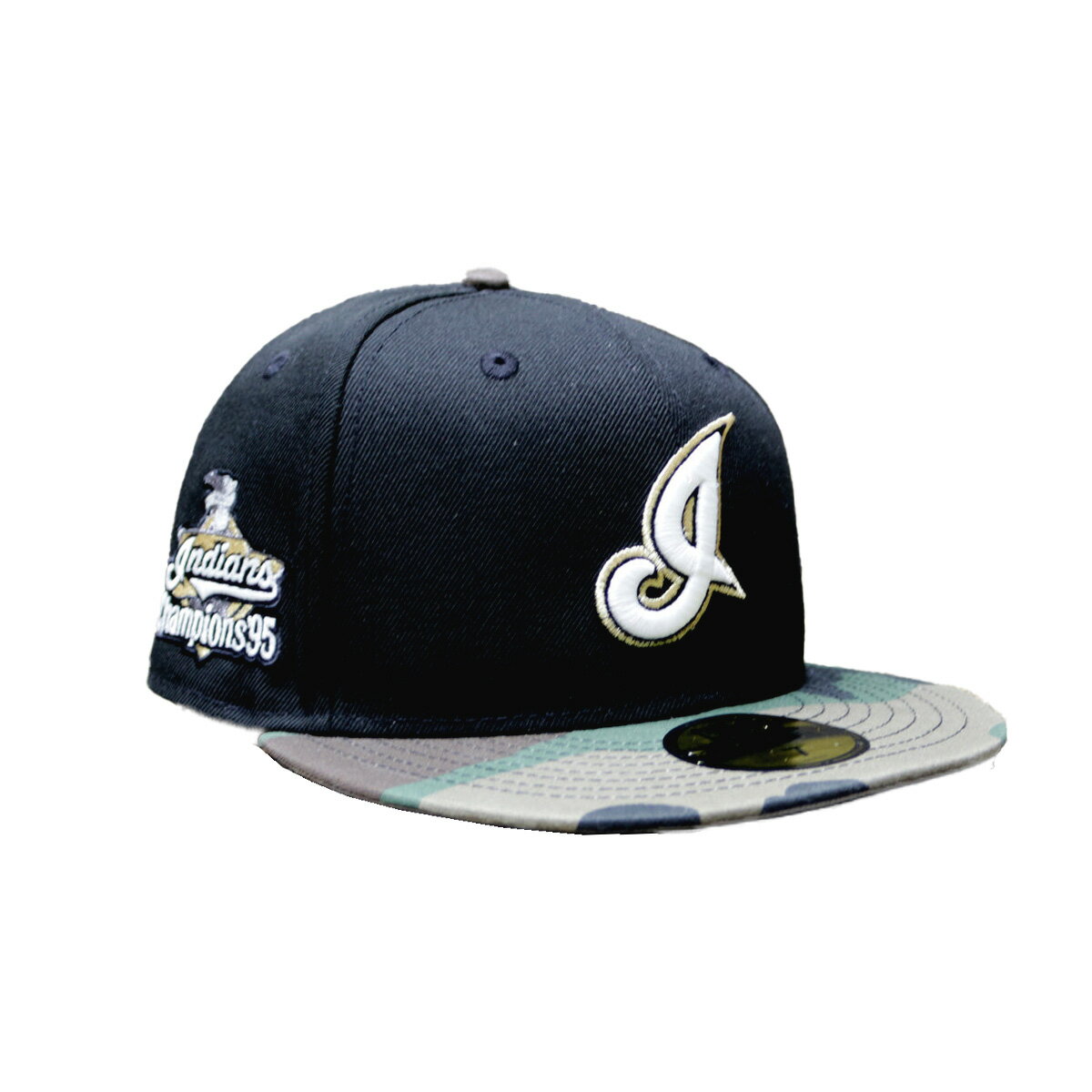 NEW ERA ニューエラ クリーブランドインディアンス キャップ ストリート ヒップホップ ラッパー ダンサー アメカジ カジュアル アウトドア ブランド Cleveland Indians Champioms95 59FIFTY BLACK/CAMO ブラック カモ