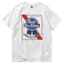 PABST BLUE RIBBON puXgu[{ r[  TVc Y Xg[g S  ItBVObY uh WHITE zCg  PABST BLUE RIBBON LOGO TEE