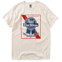 PABST BLUE RIBBON パブストブルーリボン ビール 半袖 Tシャツ メンズ ストリート ロゴ 公式 オフィシャルグッズ ブランド NATURAL ナチュラル PABST BLUE RIBBON LOGO TEE