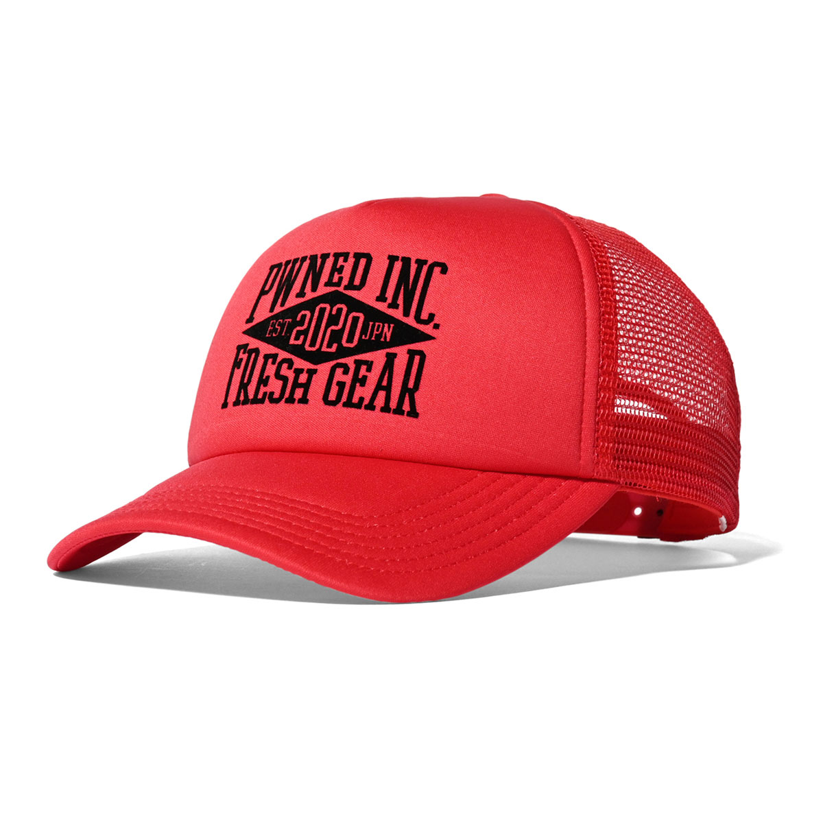 PWNED パウンド メッシュキャップ 帽子 ストリート ヒップホップ ラッパー ダンサー グラフティ アート FRESH GEAR MESH CAP PW22SS18 RED レッド