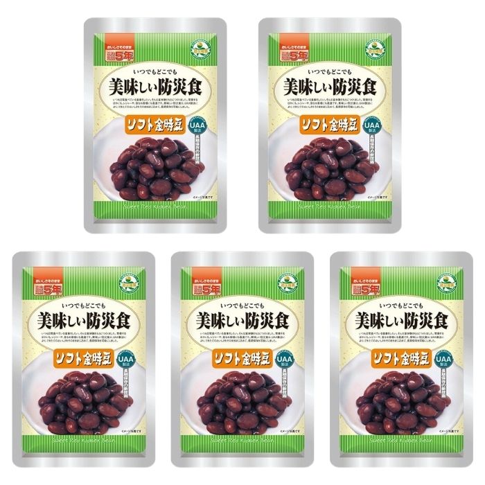 乐天商城 - 【5個セット】アルファフーズ UAA食品 ソフト金時豆 80g 美味しい防災食 非常食 介護食 惣菜 パウチ袋 防災食 レトルト 保存食 備蓄食料 防災グッズ