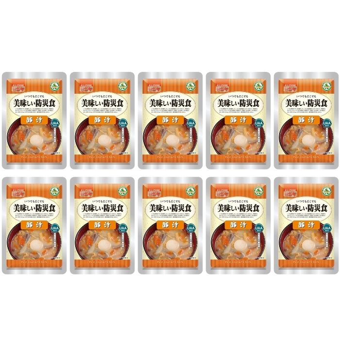 乐天商城 - 【10個セット】アルファフーズ UAA食品 豚汁 180g 美味しい防災食 非常食 介護食 惣菜 パウチ袋 防災食 レトルト 保存食 備蓄食料 防災グッズ