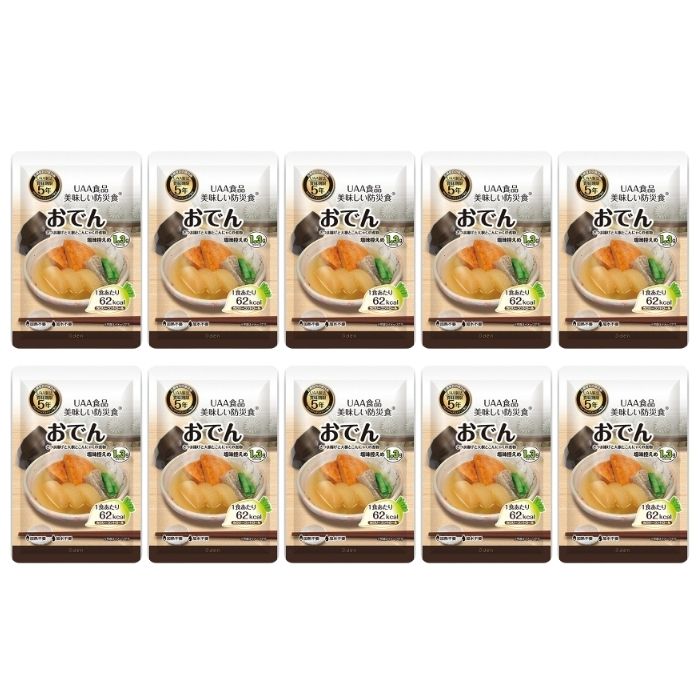 【10個セット】アルファフーズ UAA食品 おでん 180g 美味しい防災食 非常食 介護食 惣菜 パウチ袋 防災食 レトルト 保存食 備蓄食料 防災グッズ