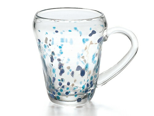 『珊瑚　マグカップ　1P（青）』ガラス食器　ガラス　グラス　マグ　コップ　カップ　ブルーお酒　デザート　かわいい　おしゃれ