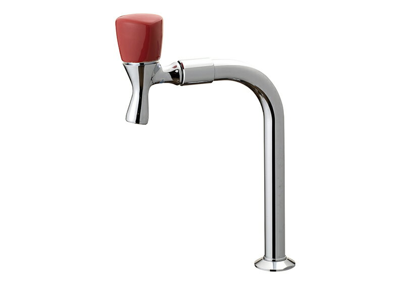 【単水栓】Jクランク＋陶製ハンドル ローズレッド/蛇口 水栓 洗面ボウル 洗面台 トイレ用蛇口 洗面用蛇口 新築 店舗 リフォーム リノベ 改装 交換 赤 レッド 陶器