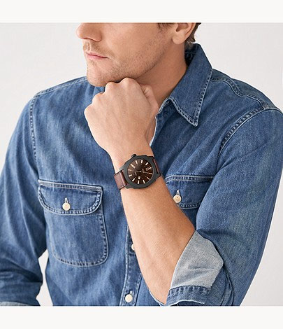 フォッシル FOSSIL 腕時計 MACHINE 三針デイト ダークブラウン LiteHide レザーウォッチ FS5972 メンズ アナログ 正規品 ラフィートスポーツ