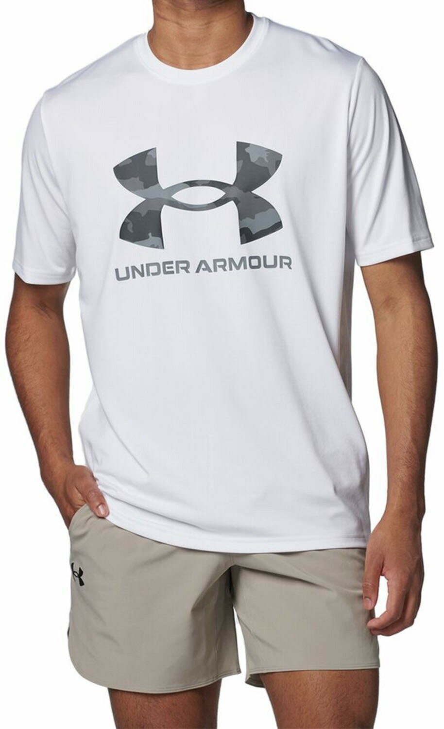 【最大2000円割引クーポン！枚数限定3/6 09:59まで】UNDER ARMOUR アンダーアーマー UA テック カモ ビッグロゴ ショートスリーブTシャツ Tシャツ メンズ 1384797-100