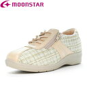 ムーンスター moonstar イブ レディース コンフォート シューズ 幅広 4E ガラス防滑 ファスナー付 母の日 EVE 195TX クリームコンビ