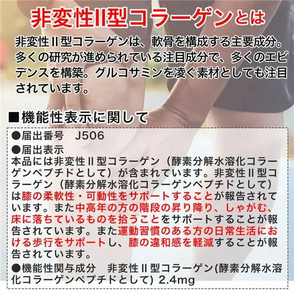 ココカラダ ひざのやつ 60カプセル入 220121 非変性2型コラーゲン 機能性表示食品