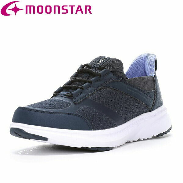 ムーンスター moonstar レディース ウォーキング スニーカー 幅広 4E 抗菌防臭 脱ぎ履きラクラク 足裏まくら SPLT AML116 ネイビー