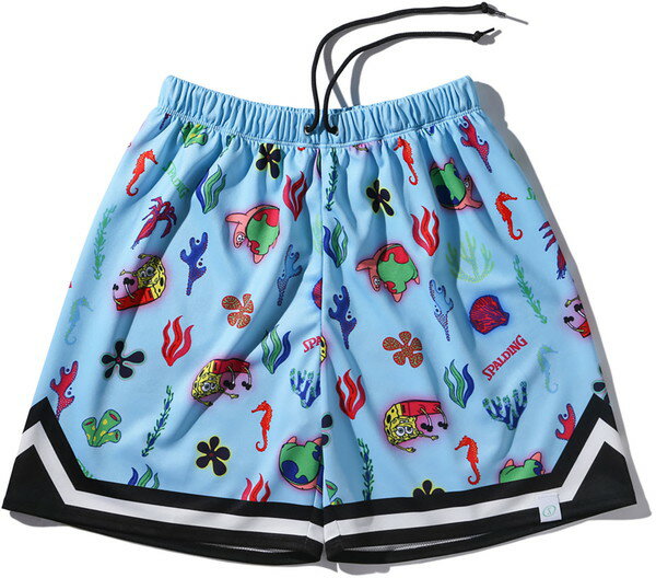 【最大2000円割引クーポン!枚数限定11/6 09:59まで】SPALDING スポルディング ジュニア ジャージーショーツ スポンジボブ アンダーザシー バスケットボール プラクティスパンツJ SJP25183S-5300