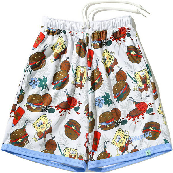 【最大2000円割引クーポン！枚数限定11/6 09:59まで】SPALDING スポルディング ジュニア ジャージーショーツ スポンジ ボブ クラビー パーティ バスケットボール トレーニングハーフパンツJ SJP25068S-2000 ジュニア キッズ