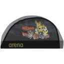 返品交換不可 在庫一掃セール ARENA アリーナ メッシュキャップ 昇華プリント 水泳 ボウシ DIS4010-BLK