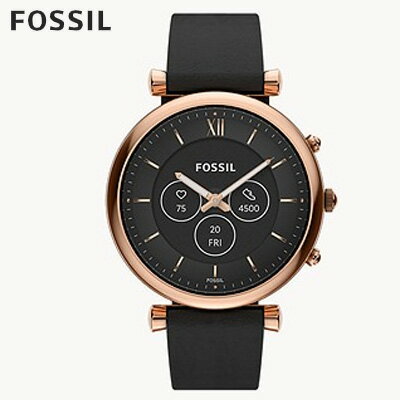 フォッシル（FOSSIL） 腕時計 Carlie ブラックレザー ジェネレーション6 ハイブリッドスマートウォッチ FTW7079 レディース デジタル【正規品】