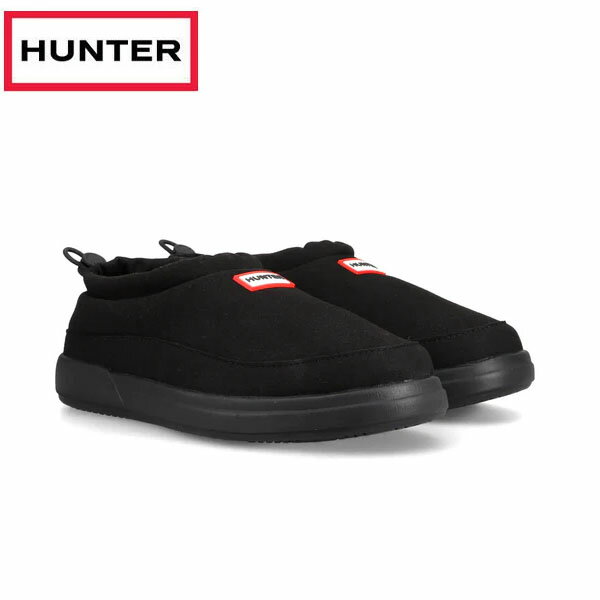 返品交換不可 期間限定セール ハンター HUNTER ユニセックス イン アウト ビーガン スエード スリッパ ブラック UFF7114REN-BLK シューズ