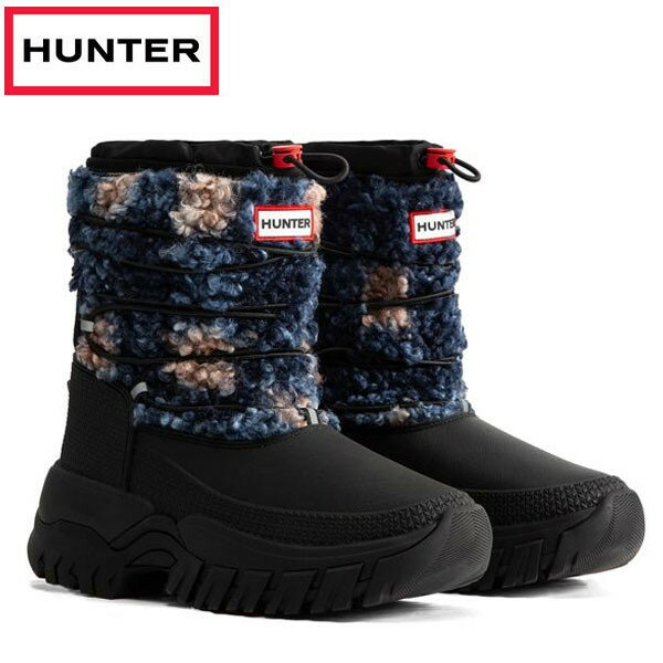 n^[ HUNTER WANDERER PLAID BOUCLE SHORT SNOW BOOT u[c V[Y fB[X WFS2204PBO-LCK