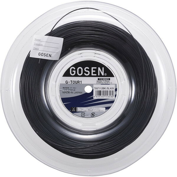 Tennis - GOSEN ゴーセン 硬式テニス用ガット ジー・ツアー・ワン 16L ブラック ロール220m テニス ガット TSGT112BK