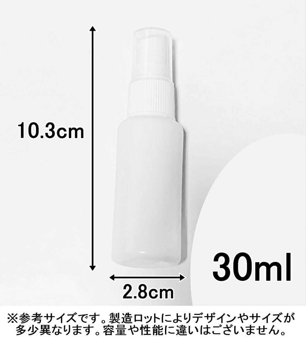 PEスプレーボトル 1本 30ml アルコール対応 次亜塩素酸水対応 PEポリエチレン素材 ホワイト プッシュ式 小分け 遮光性 霧吹き スプレー容器 詰替え 除菌 消毒 消毒用 噴射 広範囲 携帯 業務用 シンプル 軽量