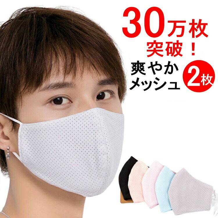 【翌日出荷】30万枚突破！爽やか メッシュマスク 2枚 大人用 個包装 接触冷感 メンズ レディース 個別包装 清涼 繰り返し使える速乾 男女兼用 UVカット紫外線対策 蒸れない涼しい生地 ランニング運動【送料無料】