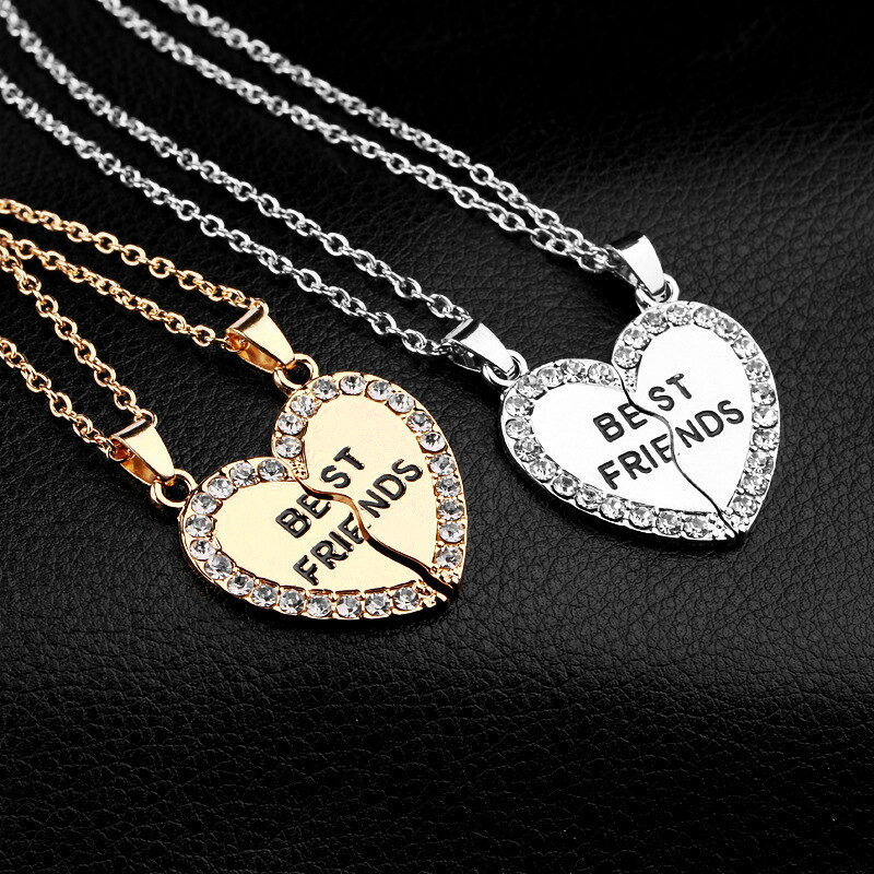 ペアネックレス ペアペンダント カップル フレンド ハート ハーフ BEST FRIENDS チ...