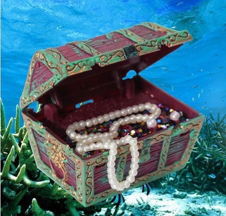 送料無料 水槽インテリア 宝箱 宝石箱 魚の隠れ家 アクアリウム用品 水槽用品 レイ...