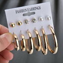 送料無料 ピアス 6点セット ファッション小物 アクセサリー フープ リング ビジュー フェイクパール プレゼント ギフト レディース